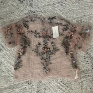 NWT ZARA PINK EMBROIDERED TOP